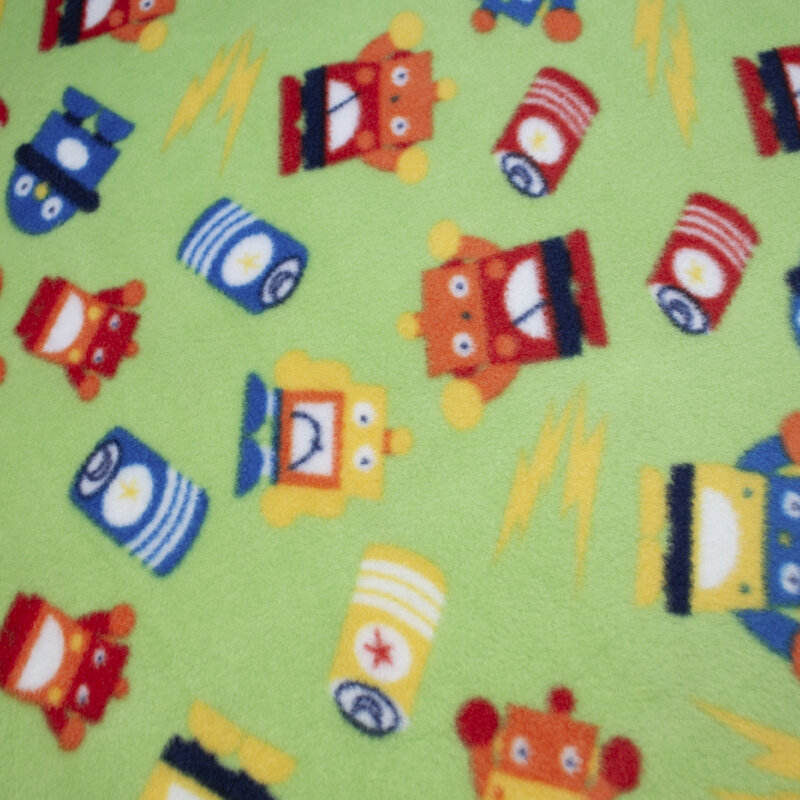 Anti Pilling Fleece Druck Roboter, limette