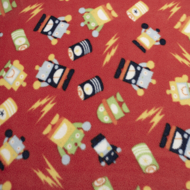 Anti Pilling Fleece Druck Roboter, rot