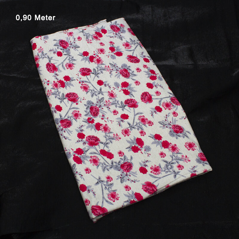 Viskose/Leinen Jerseystoffe bedruckt ÖkoTex,rot-pink 0,90 Meter