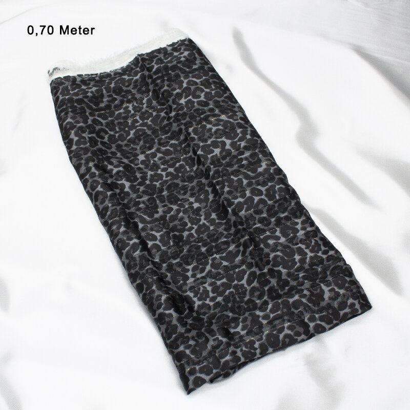 Chiffon Ausbrennerstreifen mit Lurex Animal,grau-schwarz,  0,70 Meter