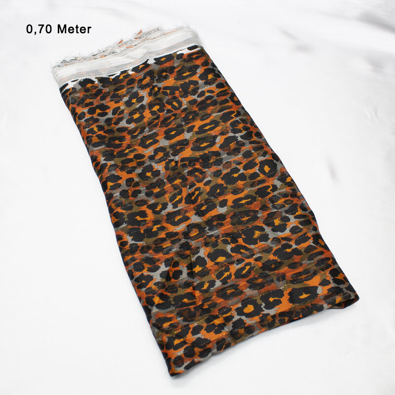 Chiffon Ausbrennerstreifen mit Lurex Animal,orange-braun-grau, 0,70 Meter