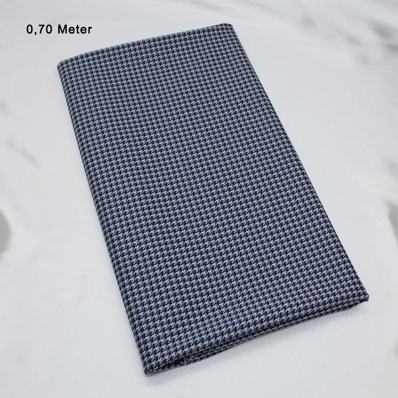 Jaquard Strick Hahnentritt 5 mm, blau-grau, 0,70 Meter