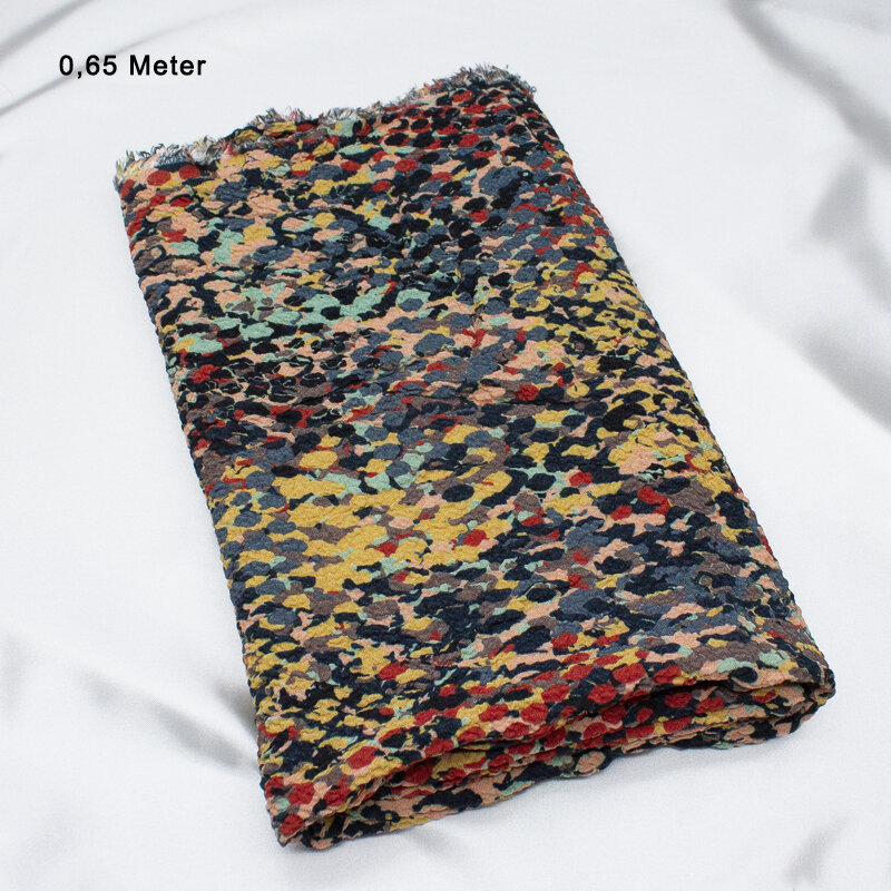Viskose Cloque DIGI Druck Tupfen ÖkoTex, mint-ocker, 0,65 Meter