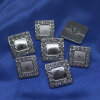 Metallknopf mit Strasssteinen, silber, 18 - 20 mm