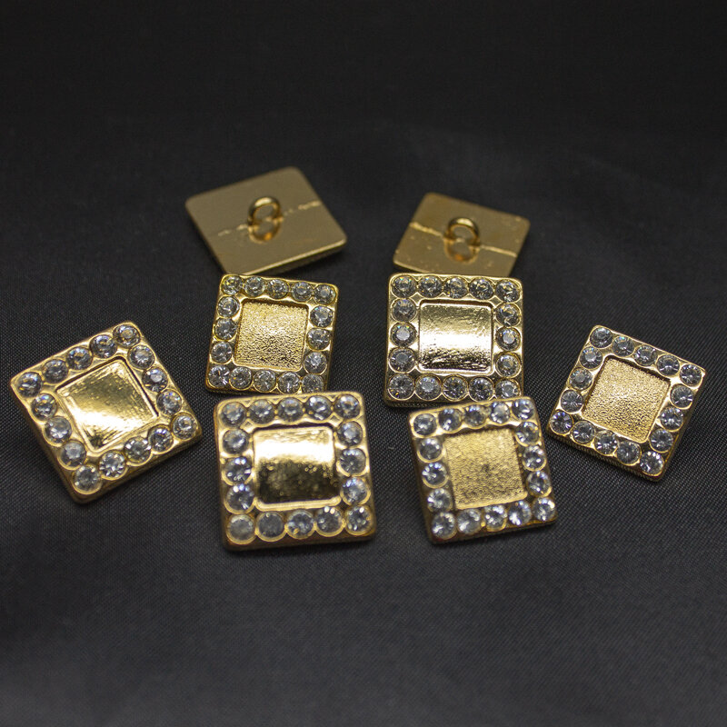 Metallknopf mit Strasssteinen, gold, 18 - 20 mm