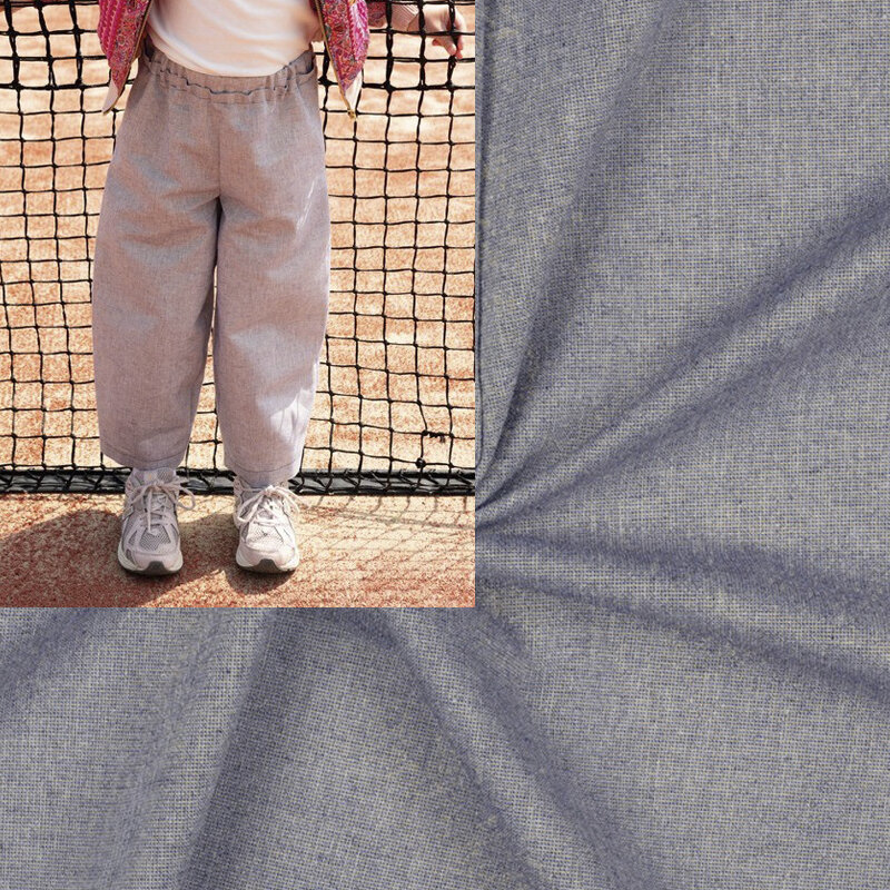 Modestoffe Kinder, BW Leinen Lurex, blau  (Hose)