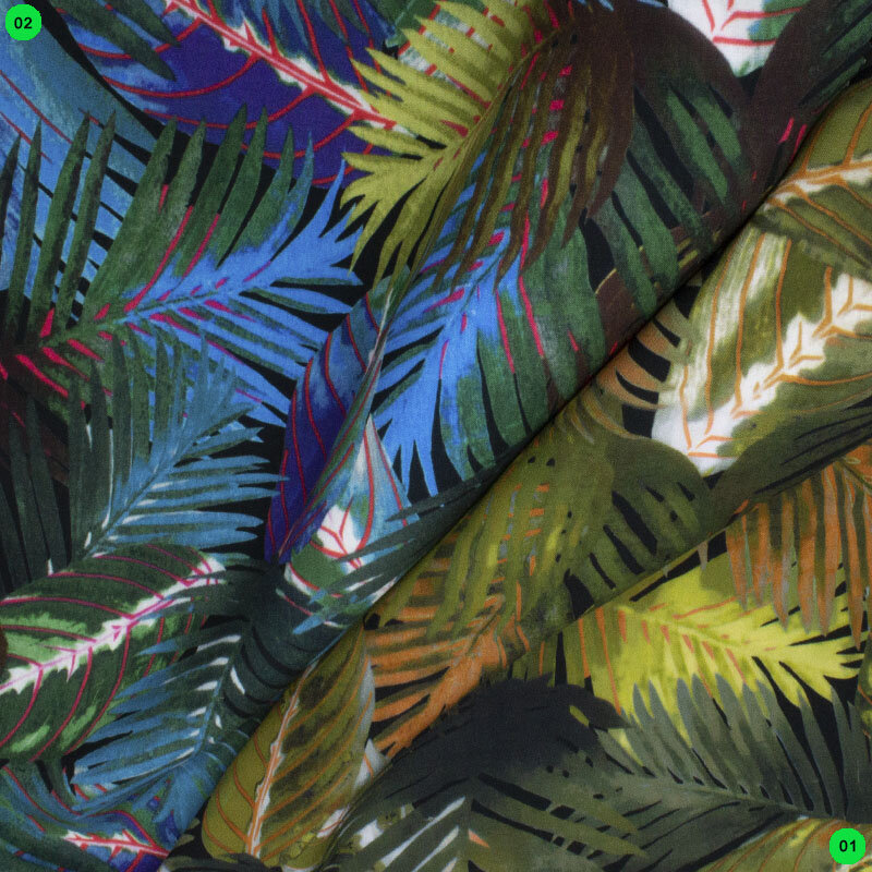 Luxe Tencel™ Stoff „Tropische Blätter“ mit Digitaldruck – 2 Farben