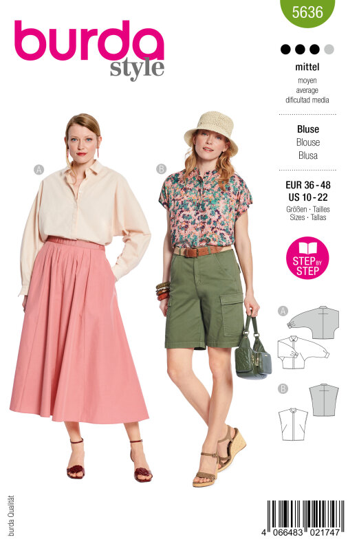 Burda Schnittmuster Damen Bluse, Gr. 36-48