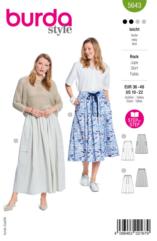 Burda Schnittmuster Damen Rock, Gr. 36 - 48