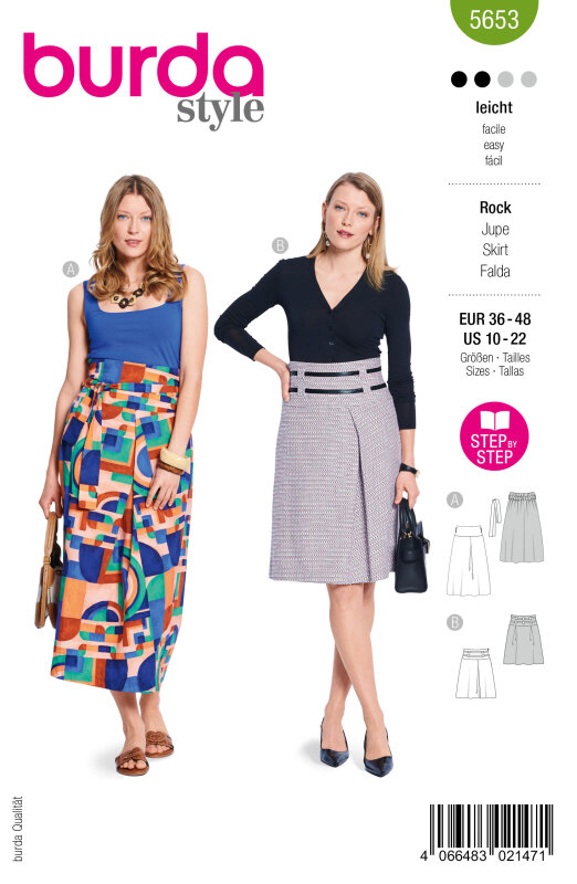 Burda Schnittmuster Damen Rock, Gr. 36 - 48