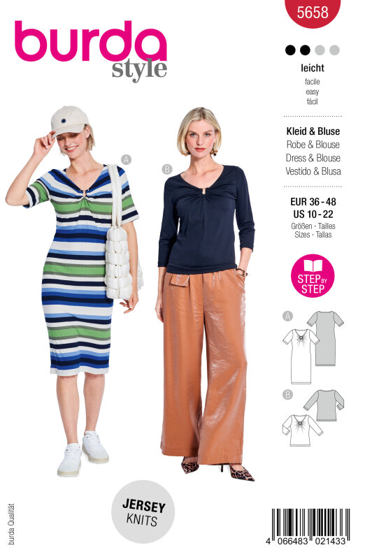Burda Schnittmuster Damen Kleid+Bluse, Gr. 36-48