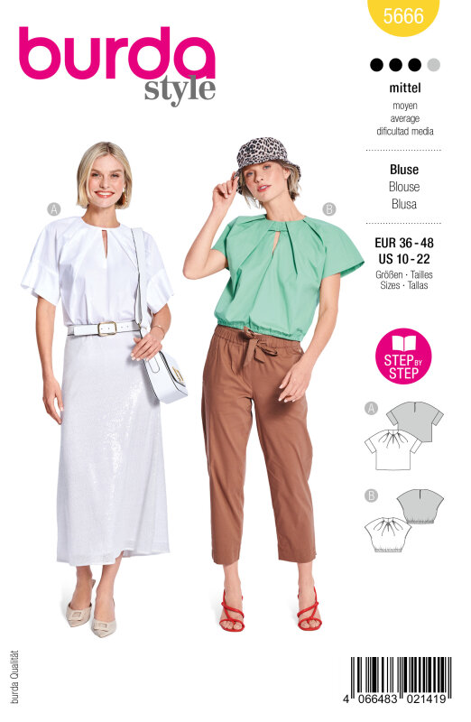Burda Schnittmuster Damen Bluse, Gr. 36-48