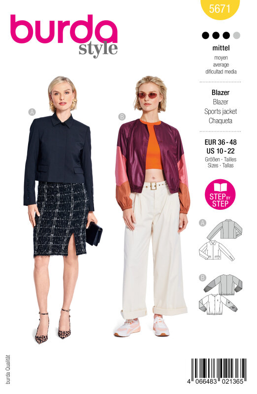 Burda Schnittmuster Damen Blazer, Gr. 36-48
