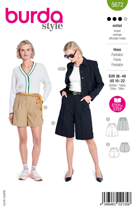 Burda Schnittmuster Damen Hose, Gr. 36 - 48