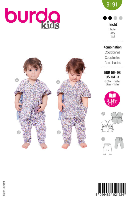Burda Schnittmuster Baby Bluse+Hose, Gr. 56-98