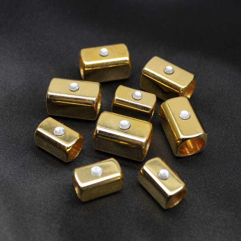 Metallhülsen mit Glitzerstein, gold