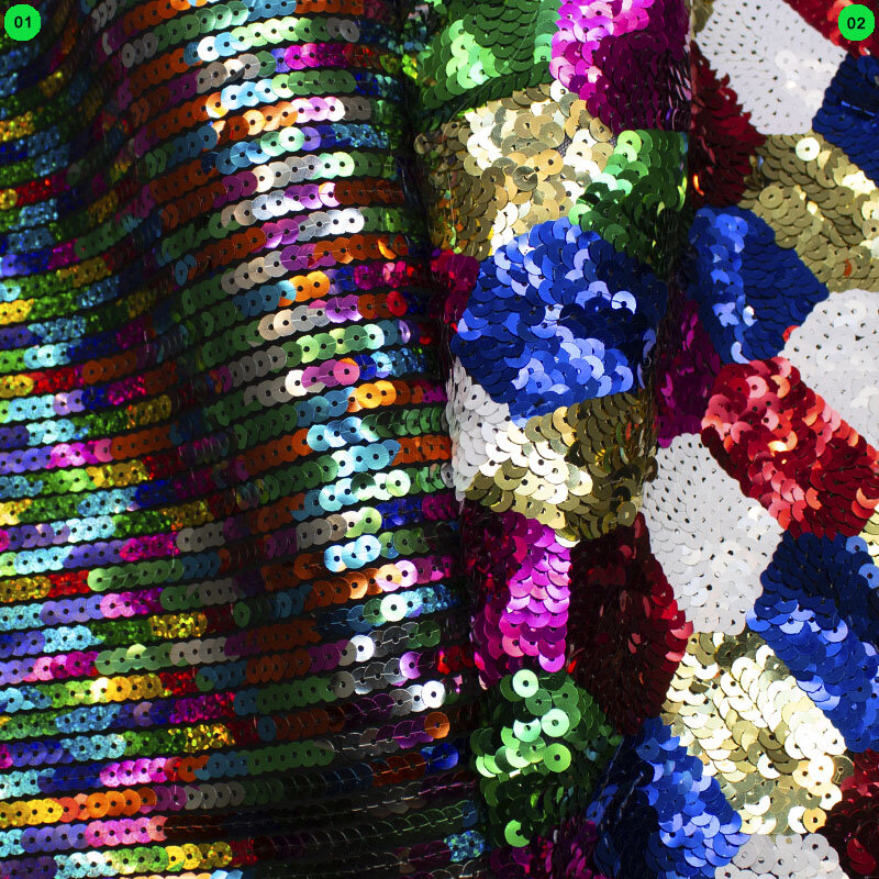Multicolor Paillettenstoff „Regenbogen & Harlekin“ – 2 Varianten