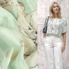 Modestoffe Damen, Chiffon bedruckt, Blumen Mint (Bluse)