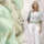 Modestoffe Damen, Chiffon bedruckt, Blumen Mint (Bluse)