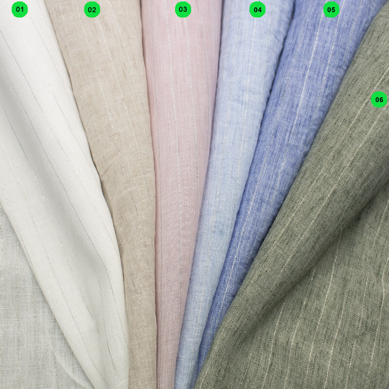 Leichter Stoff in Leinenoptik mit Lurex-Streifen – 6 Farben