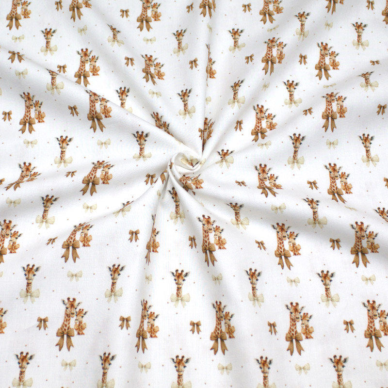 Baumwolle Popeline Stoff Giraffen – Süßes Giraffen-Motiv Kinderstoff Meterware