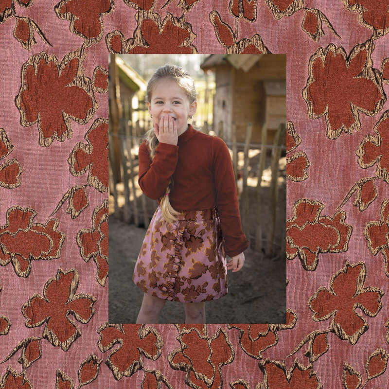 Jacquard Blumen Altrosa / Rost – Poppy 27