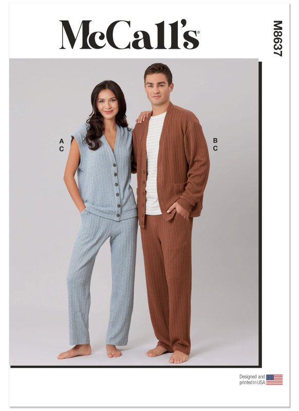 McCalls Schnittmuster - Die Weste und die Strickjacke (XS-S-M-L-XL-XXL)