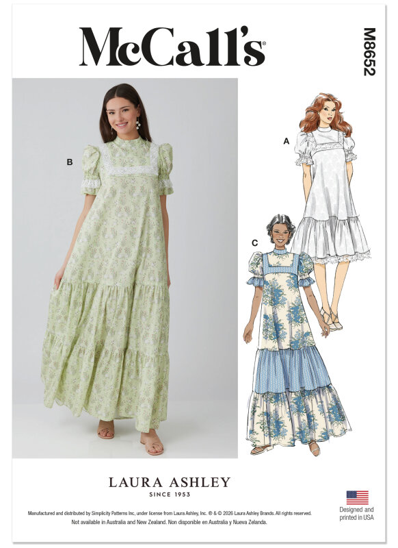 McCalls Schnittmuster Damen -  Laura Ashley Vintage-Kleid
