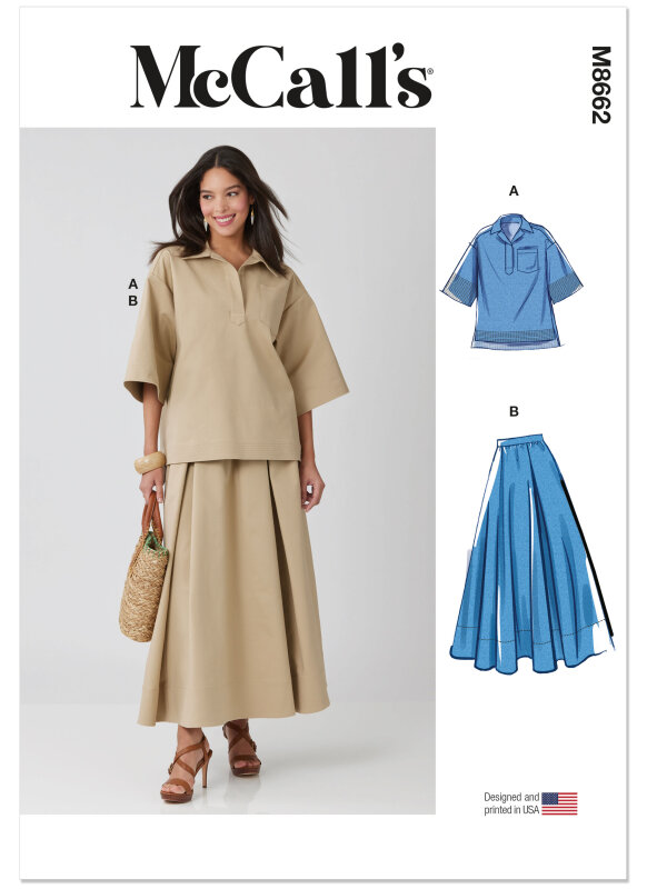 McCalls Schnittmuster Damen -Oversize-Oberteil & Maxirock