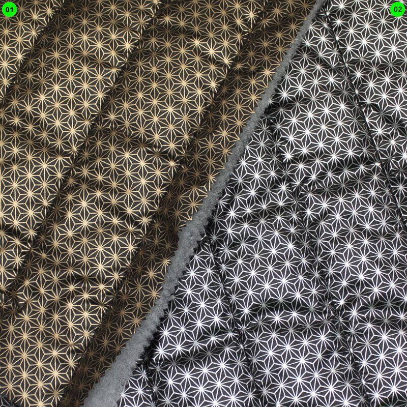 acken- & Mantelsteppstoff in Gold & Silber mit Geometrie-Muster, Wasserabweisend